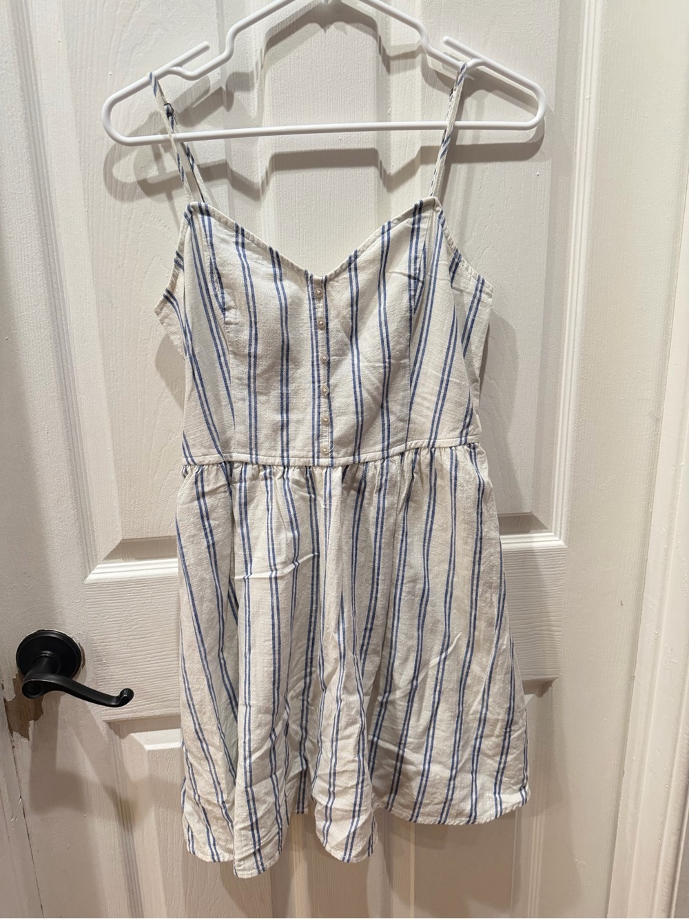 Womens Blue Striped Spaghetti Strap Dress